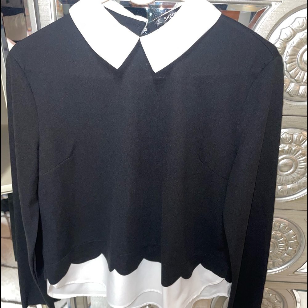 Woman shirt long sleeve two-tone